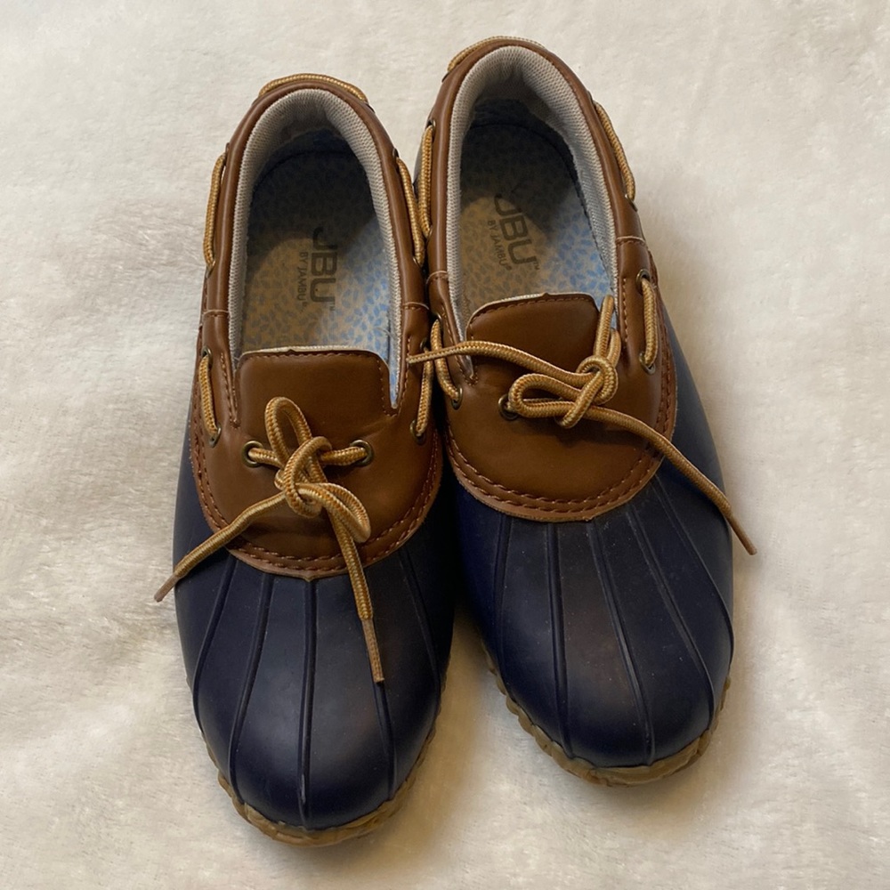 JBU by Jambu Gwen Garden Ready Waterproof Blue and Tan Duck Boot Shoes S…